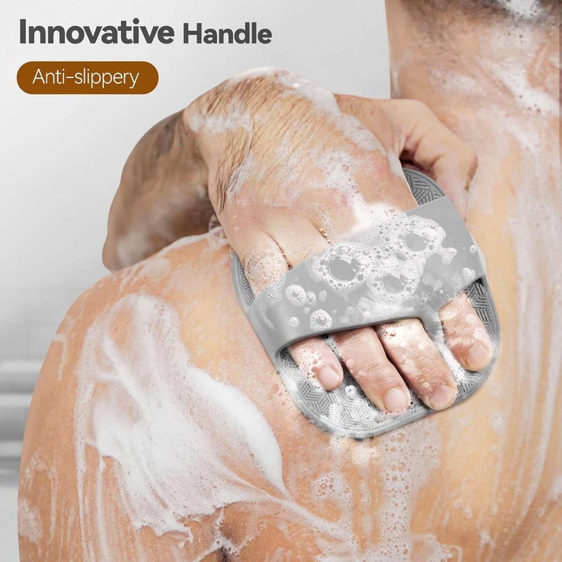Kpyphm Zinc Infused Silicone Body Scrubber for Men, New Upgrade Deep Exfoliating Body Scrubber for Shower, Silicone Loofah Men for Sensitive Skin with Lathering Bristles and Ergonomic Non-Slip Handle (Gray) - Image 4